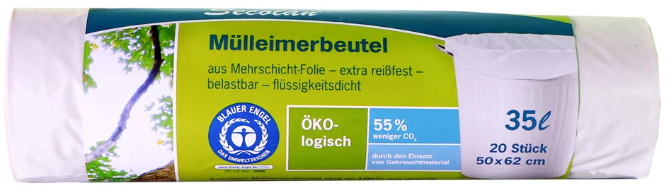 Secolan Sac poubelle, 60 litres, sans fermeture, vert/noir - OEM 211001