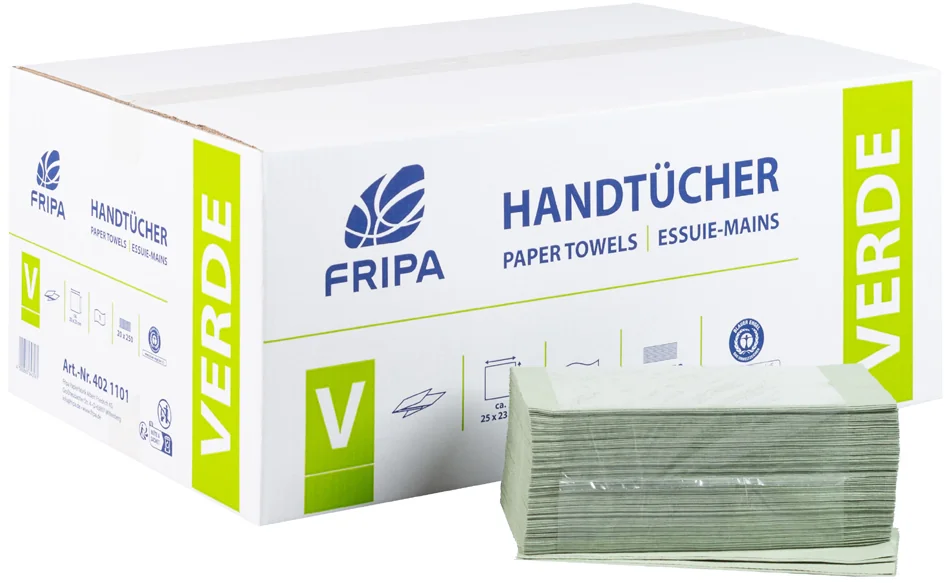 Fripa Essuie-mains VERDE, 250 x 230 mm, pli-V, vert - OEM 4021101