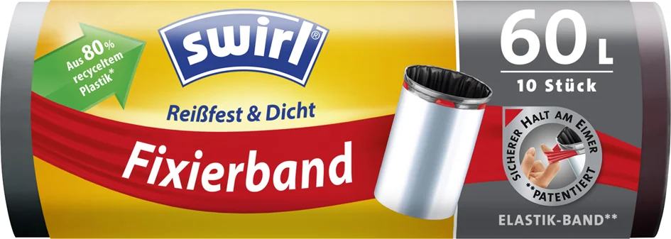 swirl Sac poubelle, avec bande de fixation, 20 litres, noir - OEM 4008871215895