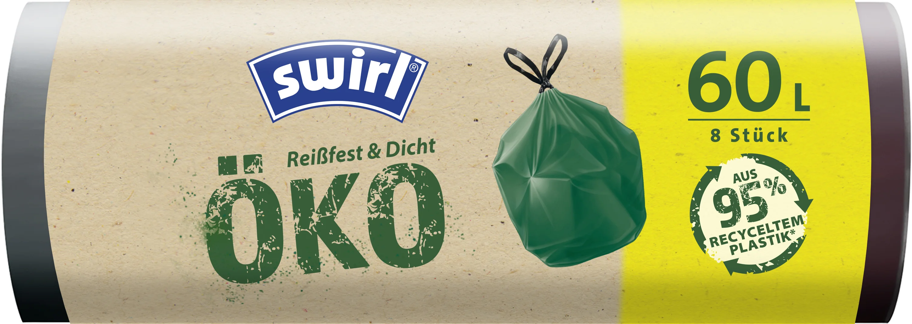 swirl Sac poubelle écologique, à liens coulissants, vert - OEM 4008871217394
