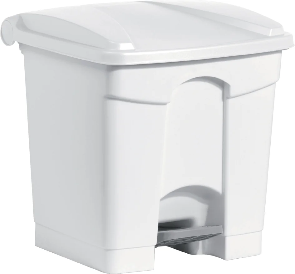 helit Poubelle à pédale 'the step', 30 litres, blanc/jaune - lot de 3 - OEM H2402018