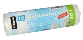 STARPAK Sac poubelle HDPE, 20 litres, transparent - OEM 12075