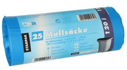 STARPAK Sac poubelle HDPE, 120 litres, bleu - OEM 19530