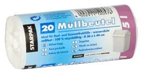 STARPAK Sac poubelle LDPE, 5 litres, blanc - OEM 12086