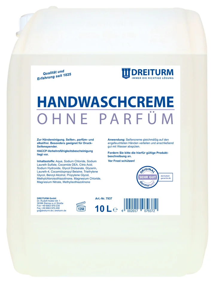 DREITURM Crème lavante pour mains, neutre, 10 litres - OEM 7937