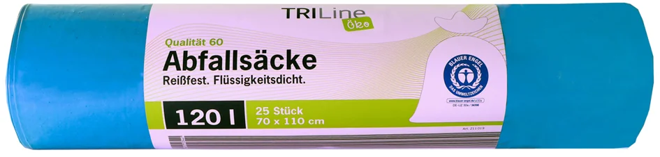 TRIline Sac poubelle, bleu, 120 litres - OEM 211019