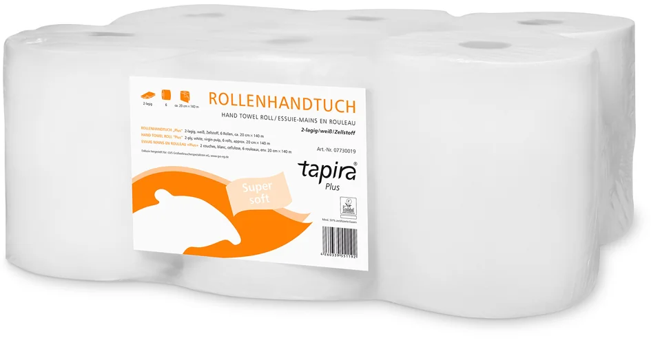 Tapira Rouleau d'essuie-mains Plus, 2 couches, 140 m, blanc - lot de 6 - OEM 07730019