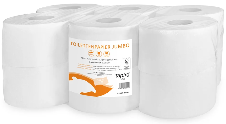 Tapira Papier toilette Plus, gros rouleau, 2 couches, 150 m - lot de 12 - OEM 07730740