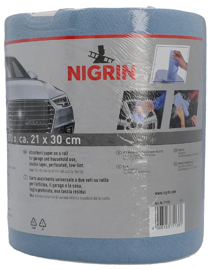 NIGRIN Rouleau de papier nettoyant, 2 couches, bleu - OEM 71138