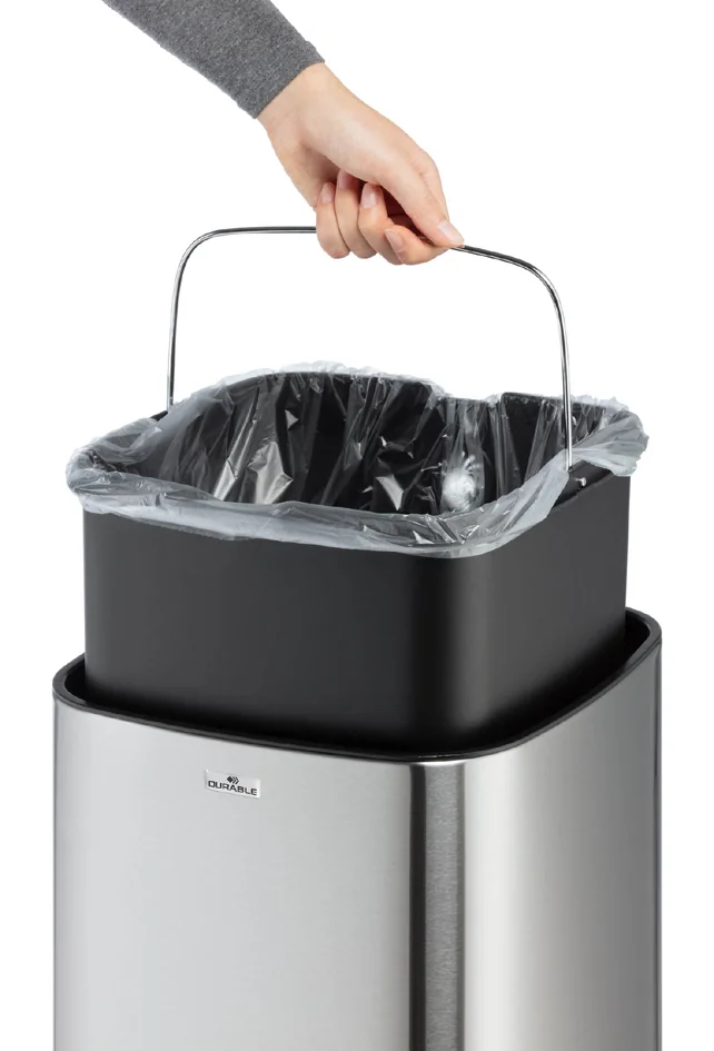 DURABLE Poubelle automatique 'NO TOUCH', 12 litres, argent - OEM 342123 – Image 5