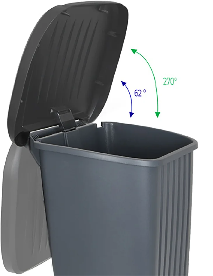 EDA Poubelle, 100 litres, plastique, anthracite - OEM 010644 G.ANT/NO – Image 3