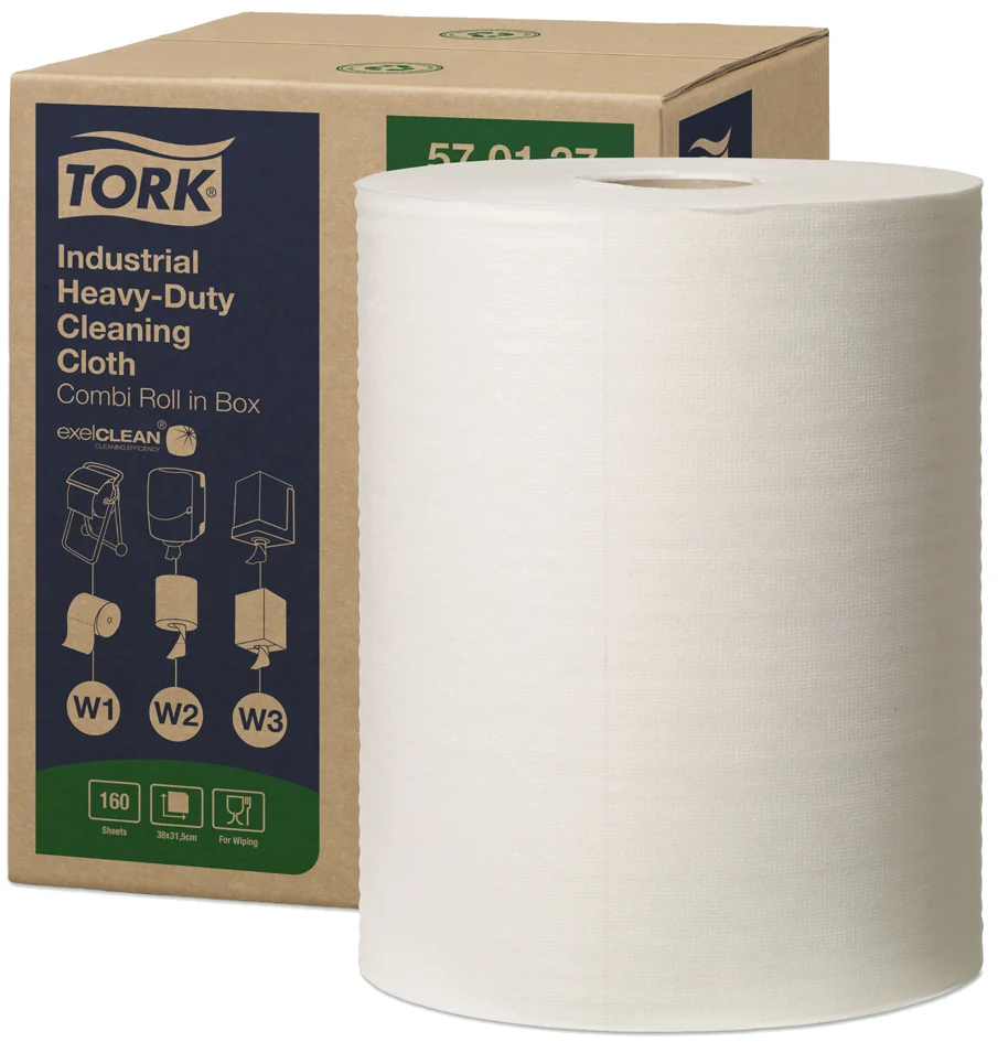 TORK Rouleau de papier nettoyant industriel, 60,8 m, blanc - OEM 570137 – Image 2