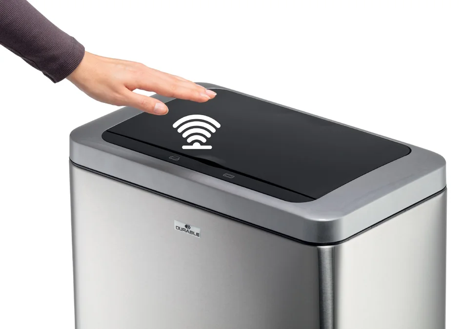 DURABLE Poubelle à capteur 'NO TOUCH DUO', 2 x 20 litres - OEM 342423 – Image 2