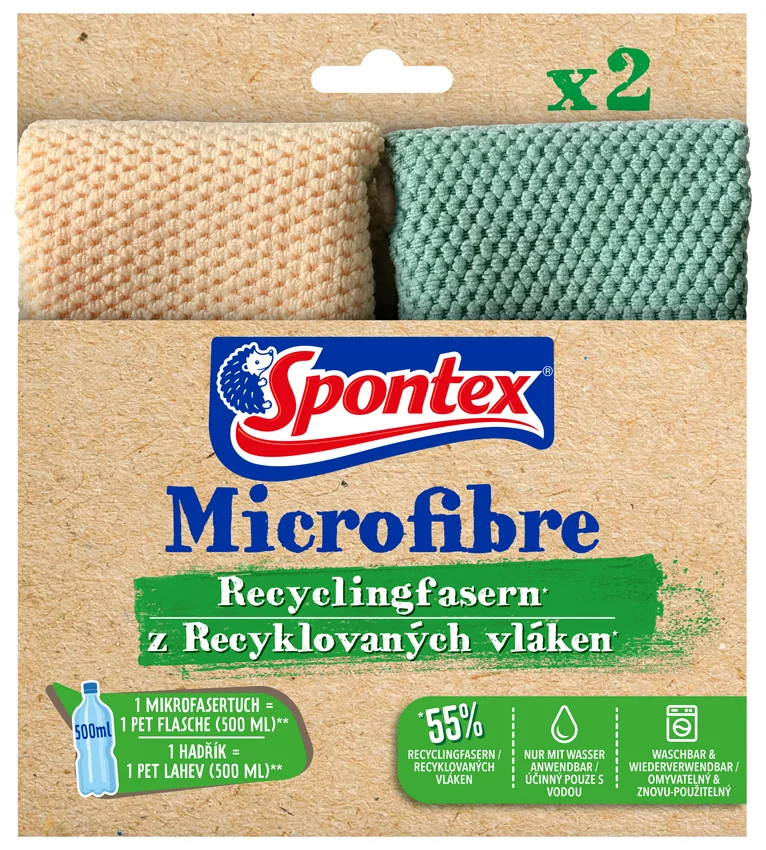 Spontex Chiffon microfibre en fibres recyclées, pack de 2 - OEM 19700158