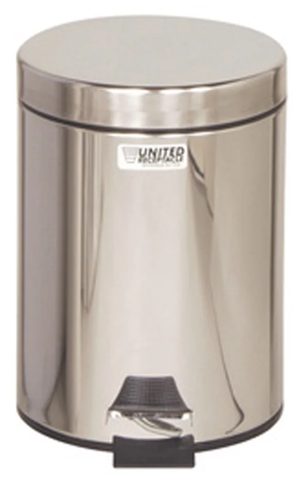 Rubbermaid Poubelle à pédale, ronde, 5,6 litres, argent - OEM FGMST15SSPL