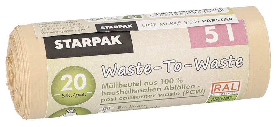 STARPAK Sac poubelle 'Waste-to-Waste', 30 litres, marron - OEM 90399