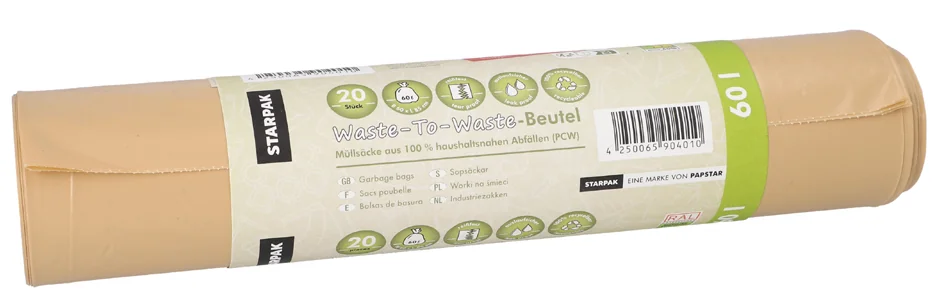 STARPAK Sac poubelle 'Waste-to-Waste', 240 litres, marron - OEM 90403