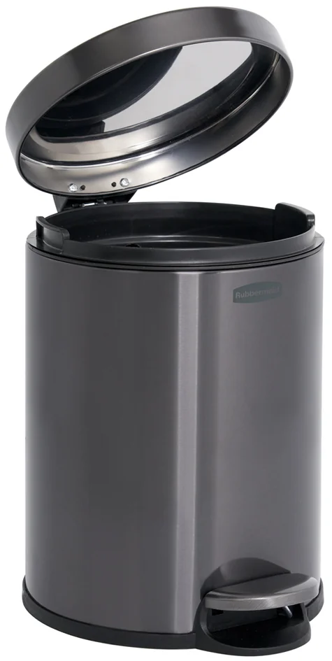 Rubbermaid Poubelle à pédale, ronde, 6 litres, gris foncé - OEM 2179250 – Image 2