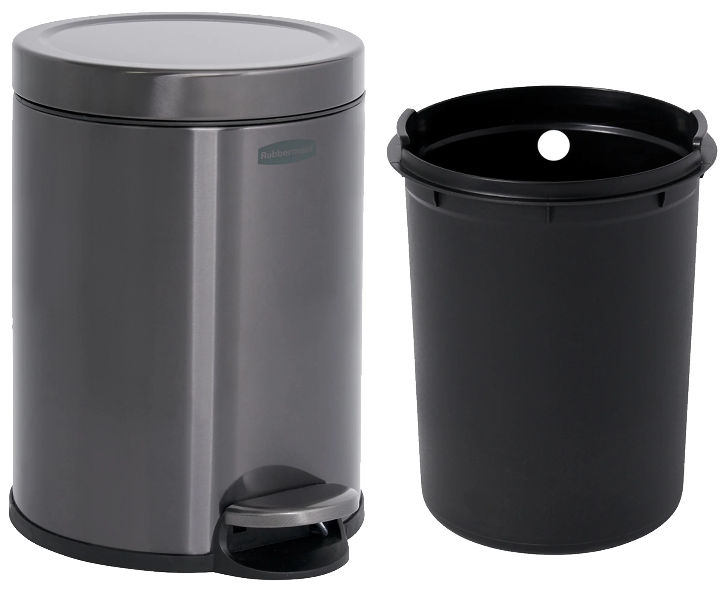 Rubbermaid Poubelle à pédale, ronde, 6 litres, gris foncé - OEM 2179250 – Image 3