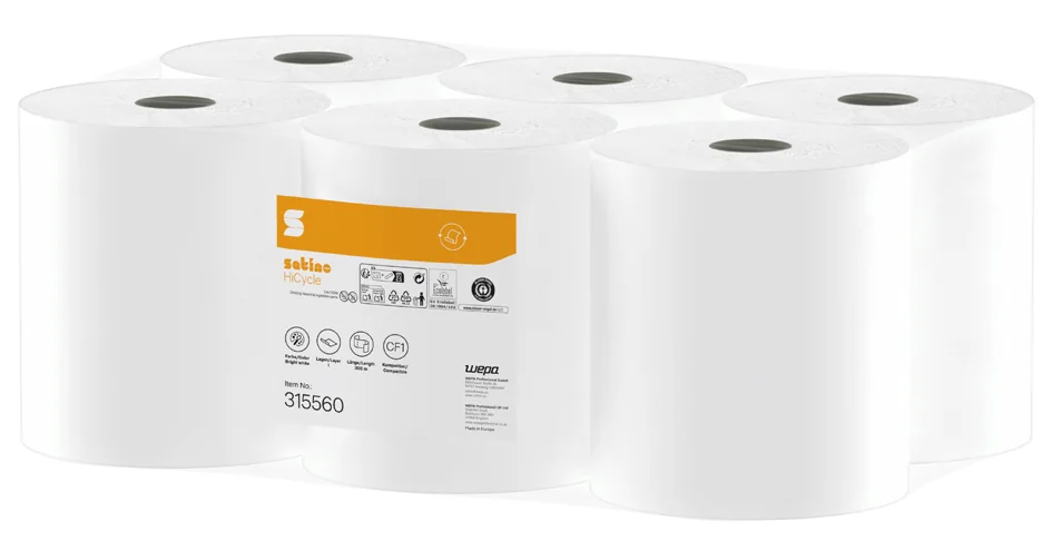 satino by wepa Rouleau d'essuie-mains HiCycle, 300 m - 6 pièces - OEM 315560